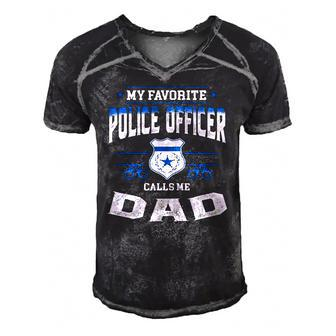 Mens My Favorite Police Officer Calls Me Dad Fathers Day Gift Men's Short Sleeve V-neck 3D Print Retro Tshirt | Mazezy