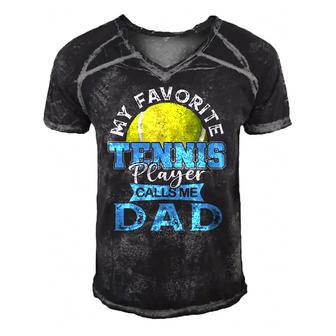 Mens My Favorite Tennis Player Calls Me Dad Usa Fathers Day Men's Short Sleeve V-neck 3D Print Retro Tshirt | Mazezy
