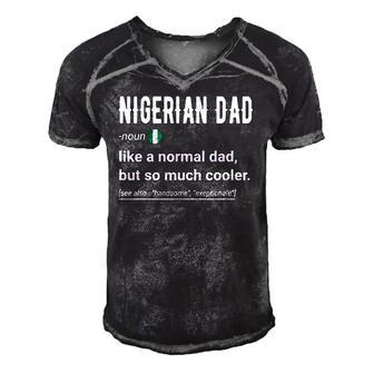 Mens Nigerian Dad Definition Design - Funny Nigerian Daddy Flag Men's Short Sleeve V-neck 3D Print Retro Tshirt | Mazezy