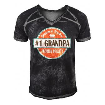 Mens Number 1 Grandpa 1 Grandfather Fathers Day Gift Men's Short Sleeve V-neck 3D Print Retro Tshirt | Mazezy