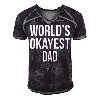 Mens Okayest Dad T Shirt Funny Sarcastic Novelty For Husband Fathers Day 160 Trending Shirt Men's Short Sleeve V-neck 3D Print Retro Tshirt | Favorety UK