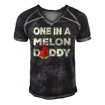 Mens One In A Melon Daddy Funny Watermelon Dad Fathers Day Gift Men's Short Sleeve V-neck 3D Print Retro Tshirt | Mazezy