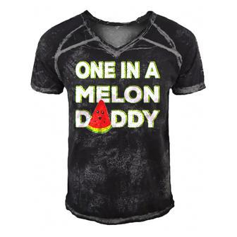Mens One In A Melon Daddy Funny Watermelon Dad Fathers Day Gift Men's Short Sleeve V-neck 3D Print Retro Tshirt | Mazezy
