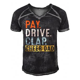 Mens Pay Drive Clap Cheer Dad Cheerleading Father Day Cheerleader Men's Short Sleeve V-neck 3D Print Retro Tshirt | Mazezy