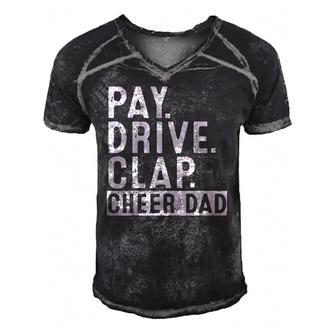 Mens Pay Drive Clap Cheer Dad Cheerleading Fathers Day Cheerleader Men's Short Sleeve V-neck 3D Print Retro Tshirt | Mazezy