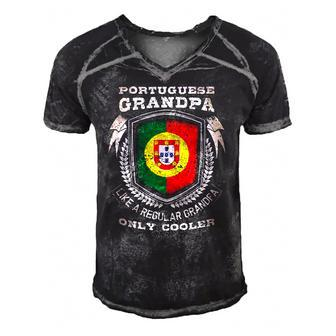 Mens Portuguese Grandpa Like A Regular Grandpa Only Cooler Funny Men's Short Sleeve V-neck 3D Print Retro Tshirt