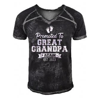 Mens Promoted To Great Grandpa Again 2023 Great Grandfather To Be Men's Short Sleeve V-neck 3D Print Retro Tshirt | Mazezy