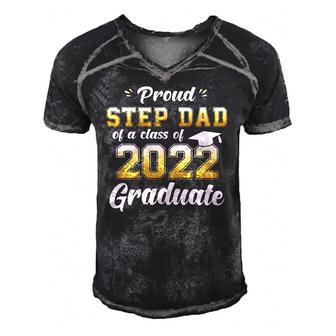 Mens Proud Step Dad Of A Class Of 2022 Graduate Senior 22 Ver2 Men's Short Sleeve V-neck 3D Print Retro Tshirt | Mazezy