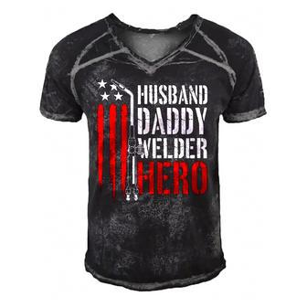 Mens Proud Welding Husband Daddy Welder Hero Weld Fathers Day Men's Short Sleeve V-neck 3D Print Retro Tshirt | Mazezy