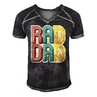 Mens Rad Dad Vintage Retro Fathers Day Gift Men's Short Sleeve V-neck 3D Print Retro Tshirt | Mazezy