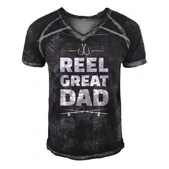 Mens Reel Great Dad - Fishing Gift Fisherman Father Men's Short Sleeve V-neck 3D Print Retro Tshirt | Mazezy