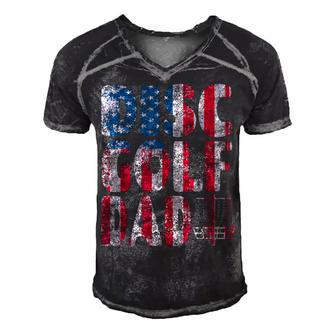 Mens Retro Disc Golf Dad American Flag 4Th Of July Fathers Day Men's Short Sleeve V-neck 3D Print Retro Tshirt - Seseable
