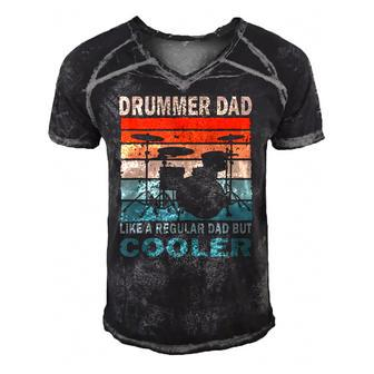 Mens Retro Vintage Drummer Dad Music Lover & Fan Fathers Day Men's Short Sleeve V-neck 3D Print Retro Tshirt | Mazezy