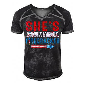 Mens Shes My Firecracker Funny 4Th July Matching Couples For Him  Men's Short Sleeve V-neck 3D Print Retro Tshirt
