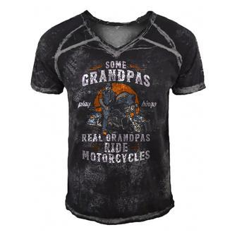 Mens Some Grandpas Play Bingo Real Grandpas Ride Motorcycles Men's Short Sleeve V-neck 3D Print Retro Tshirt | Mazezy