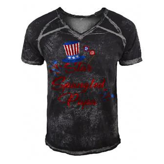 Mens Star Spangled Papa 4Th Of July Fathers Day Dad Gifts Men's Short Sleeve V-neck 3D Print Retro Tshirt - Seseable