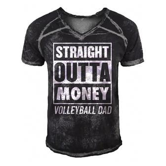 Mens Straight Outta Money Funny Volleyball Dad Men's Short Sleeve V-neck 3D Print Retro Tshirt | Mazezy
