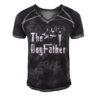 Mens The Dogfather Golden Retriever Men's Short Sleeve V-neck 3D Print Retro Tshirt | Mazezy