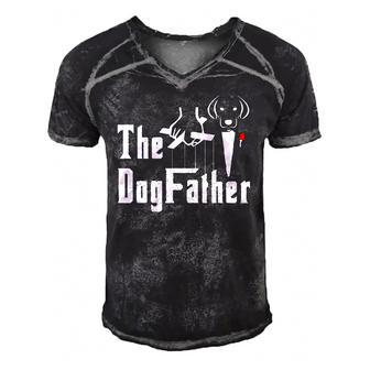 Mens The Dogfather Golden Retriever Men's Short Sleeve V-neck 3D Print Retro Tshirt | Mazezy