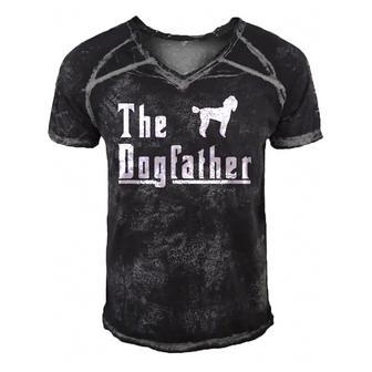 Mens The Dogfather Poodle Dog Gift Men's Short Sleeve V-neck 3D Print Retro Tshirt | Mazezy