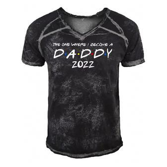 Mens The One Where I Become A Daddy 2022 Promoted To Dad 2022 Ver2 Men's Short Sleeve V-neck 3D Print Retro Tshirt | Mazezy