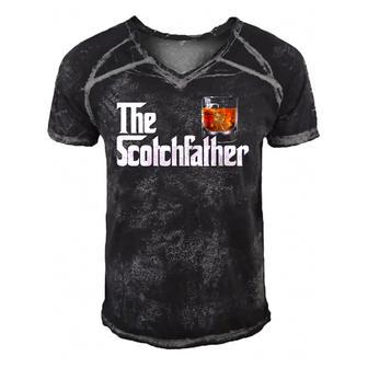 Mens The Scotchfather Scotch Father Dad Fathers Day Drinking Men's Short Sleeve V-neck 3D Print Retro Tshirt | Mazezy