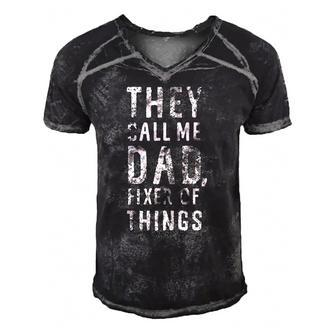 Mens They Call Me Dad Fixer Of Things Men's Short Sleeve V-neck 3D Print Retro Tshirt | Mazezy