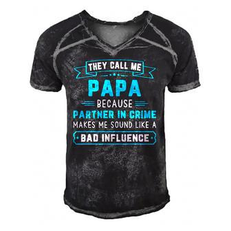 Mens They Call Me Papa Because Partner In Crime Fathers Day Gift Men's Short Sleeve V-neck 3D Print Retro Tshirt | Mazezy