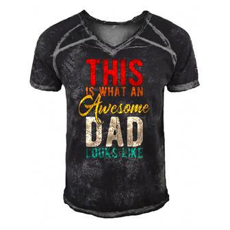 Mens This Is What An Awesome Dad Looks Like S Fathers Day Men's Short Sleeve V-neck 3D Print Retro Tshirt | Mazezy