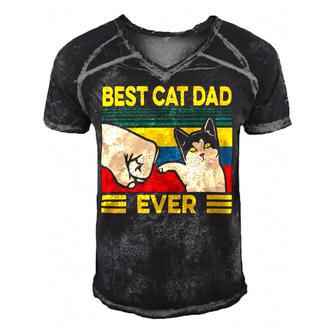 Mens Vintage Best Cat Dad Ever Bump Fit 240 Shirt Men's Short Sleeve V-neck 3D Print Retro Tshirt | Favorety UK