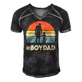 Mens Vintage Retro Boy Dad Boydad Daddy Son Daughter Fathers Day Men's Short Sleeve V-neck 3D Print Retro Tshirt | Mazezy