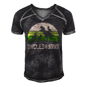 Mensrex Uncle Apparel Unclesaurus 3 Kids Dinosaur Men's Short Sleeve V-neck 3D Print Retro Tshirt | Mazezy