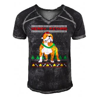 Merry Pitmas Pitbull Santa Claus Dog Ugly Christmas Men's Short Sleeve V-neck 3D Print Retro Tshirt | Mazezy