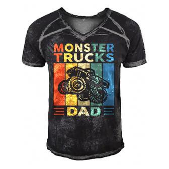 Monster Truck Dad Retro Vintage Monster Truck Men's Short Sleeve V-neck 3D Print Retro Tshirt | Mazezy