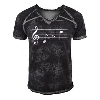 Music Dad Text In Treble Clef Musical Notes Men's Short Sleeve V-neck 3D Print Retro Tshirt | Mazezy
