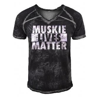 Musky Fishing - Muskie Lives Matter Funny Fishing Gift Men's Short Sleeve V-neck 3D Print Retro Tshirt | Mazezy