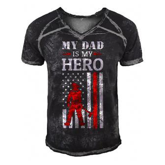 My Dad Is My Hero-Firefighter Dad Fathers Day 4Th Of July Men's Short Sleeve V-neck 3D Print Retro Tshirt - Seseable