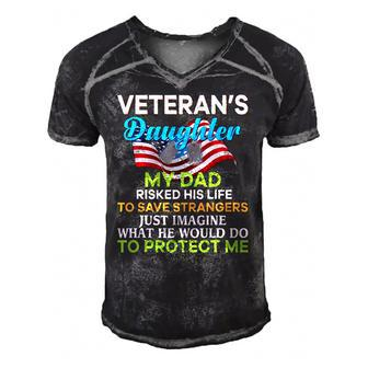 My Dad Risked His Life To Save Strangers Veterans Daughter Men's Short Sleeve V-neck 3D Print Retro Tshirt | Mazezy