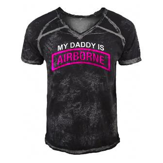 My Daddy Is A Army Airborne Paratrooper 20173 Ver2 Men's Short Sleeve V-neck 3D Print Retro Tshirt | Mazezy