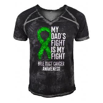 My Dads Fight Is My Fight Bile Duct Cancer Awareness Men's Short Sleeve V-neck 3D Print Retro Tshirt | Mazezy