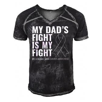 My Dads Fight Is My Fight Melanoma Skin Cancer Men's Short Sleeve V-neck 3D Print Retro Tshirt | Mazezy