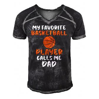 My Favorite Basketball Player Calls Me Dad Tee For Fat Men's Short Sleeve V-neck 3D Print Retro Tshirt | Mazezy