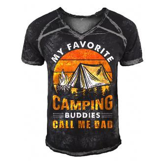 My Favorite Camping Buddies Call Me Dad Vintage Fathers Day V3 Men's Short Sleeve V-neck 3D Print Retro Tshirt - Seseable
