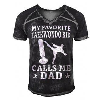 My Favorite Taekwondo Kid Calls Me Dad Karate Judo Men's Short Sleeve V-neck 3D Print Retro Tshirt - Seseable