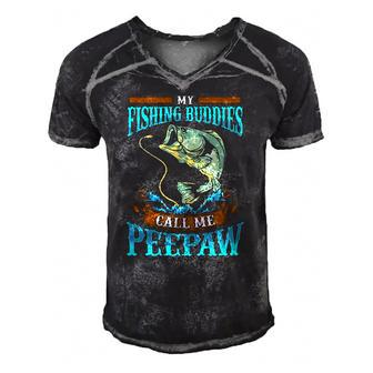 My Fishing Buddies Call Me Peepaw Fathers Day Gifts Men's Short Sleeve V-neck 3D Print Retro Tshirt | Mazezy