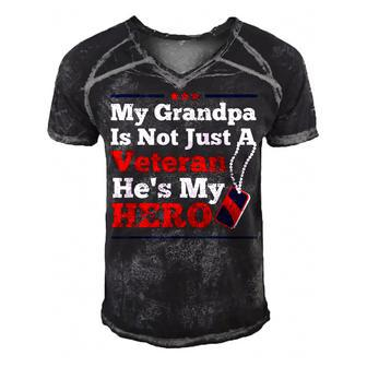 My Grandpa Is Not Just Veteran He Is My Hero Military Tags  Men's Short Sleeve V-neck 3D Print Retro Tshirt