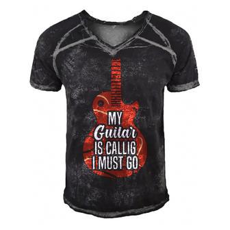 My Guitar Is Calling And I Must Go 525 Trending Shirt Men's Short Sleeve V-neck 3D Print Retro Tshirt | Favorety CA