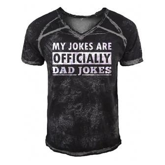 My Jokes Are Officially Dad Jokes Fathers Day Gift Men's Short Sleeve V-neck 3D Print Retro Tshirt | Mazezy