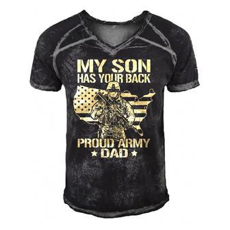 My Son Has Your Back - Proud Army Dad Father Gift Men's Short Sleeve V-neck 3D Print Retro Tshirt | Mazezy
