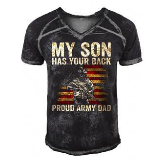 My Son Has Your Back Proud Army Dad Veteran Son Men's Short Sleeve V-neck 3D Print Retro Tshirt | Mazezy